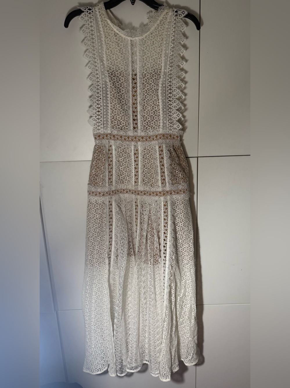 Self-Portrait White Lace Midi Dress - Size US 6 (Fits like a 2/4) - Picture 8 of 9